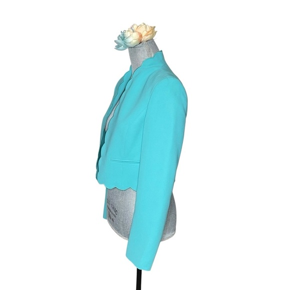KASPER Scalloped Hen / Edge Turquoise Jacket size 4 - Picture 2 of 10